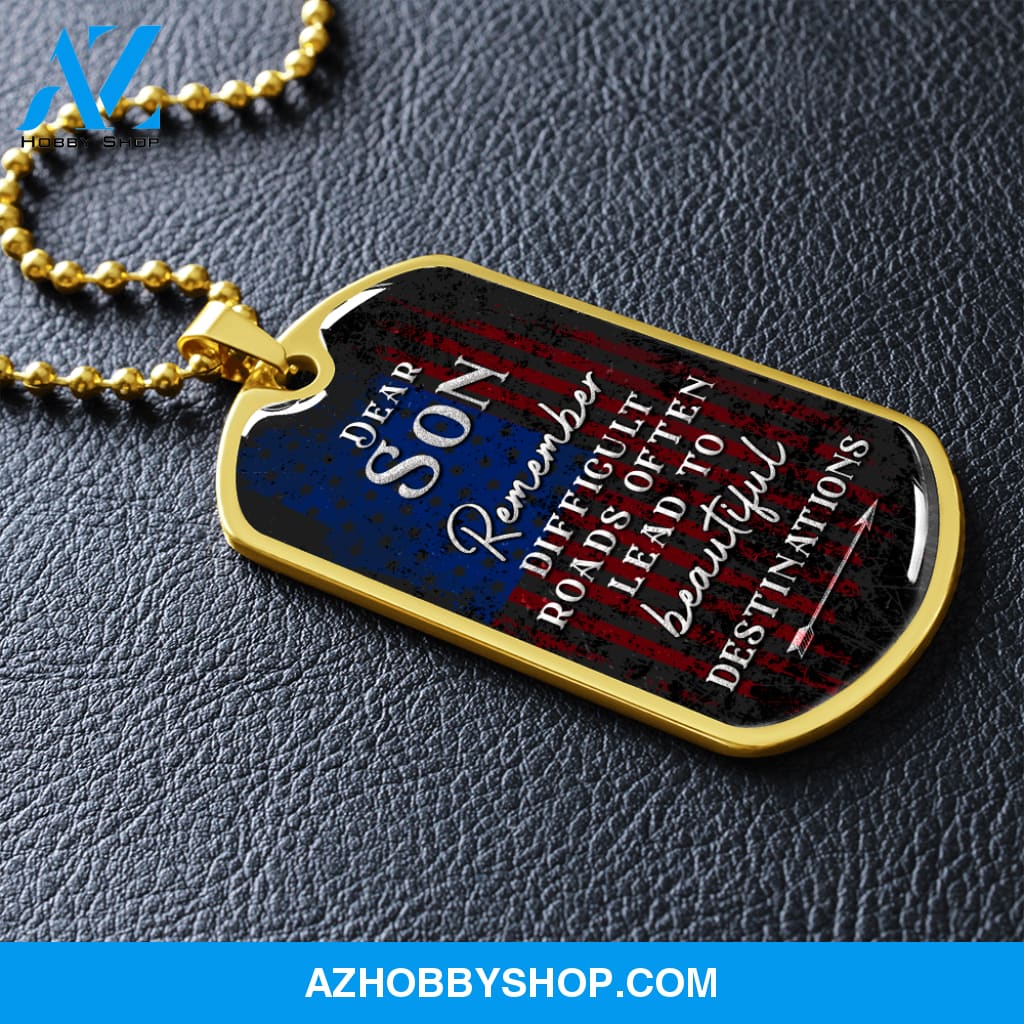Dear Son - Graphical Dog Tag & Ball chain (steel)