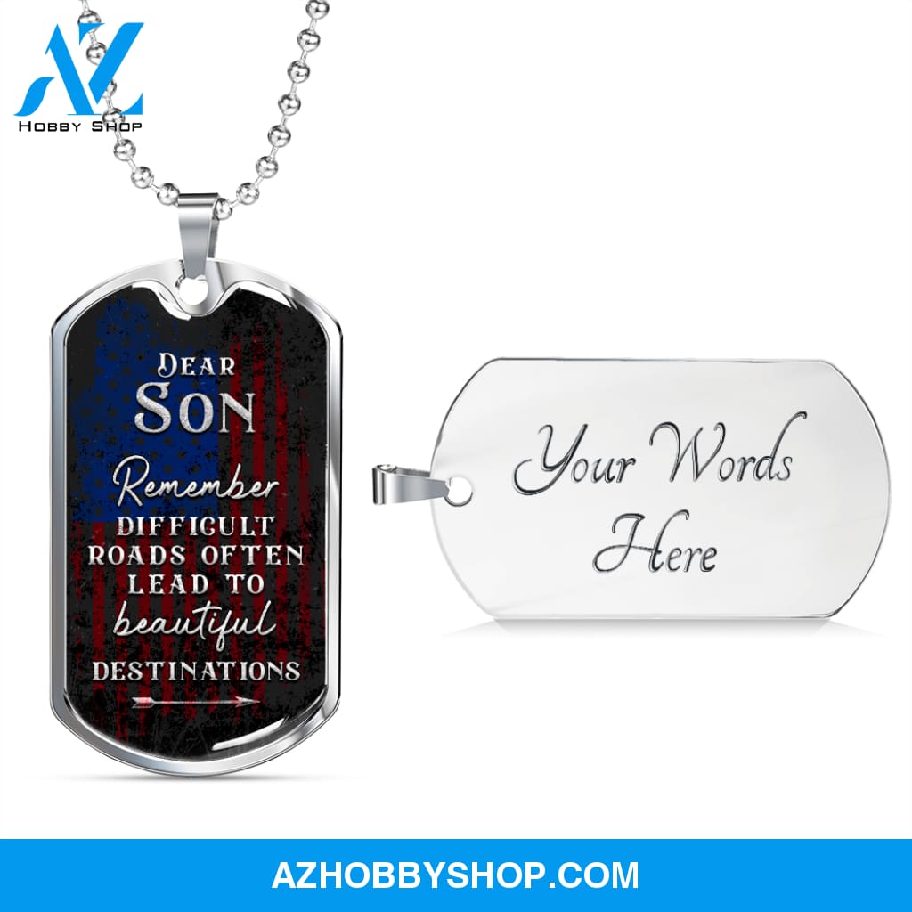Dear Son - Graphical Dog Tag & Ball chain (steel)