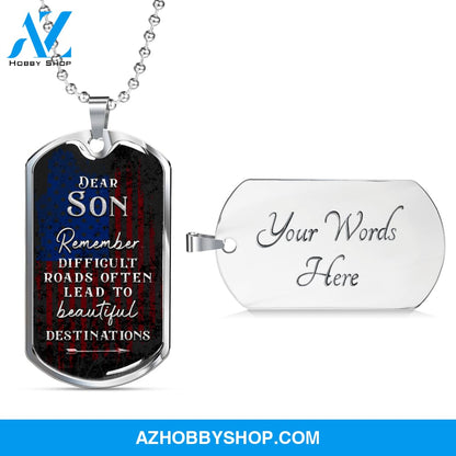 Dear Son - Graphical Dog Tag & Ball chain (steel)