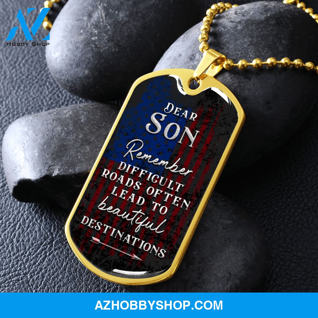 Dear Son - Graphical Dog Tag & Ball chain (steel)