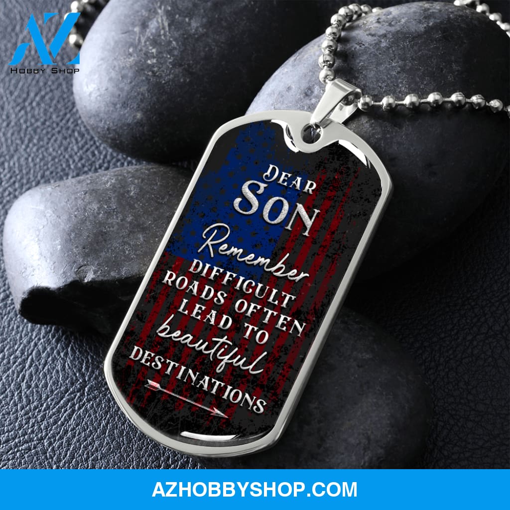 Dear Son - Graphical Dog Tag & Ball chain (steel)