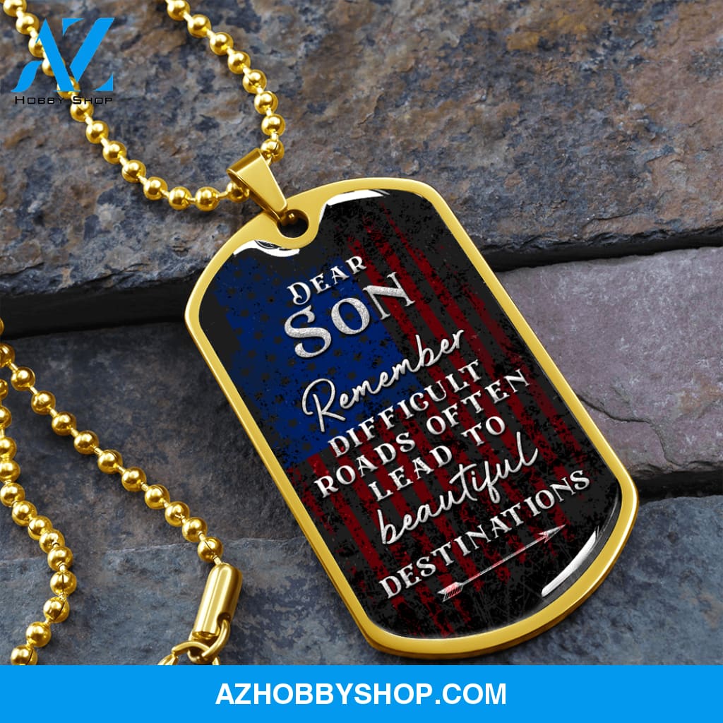 Dear Son - Graphical Dog Tag & Ball chain (steel)