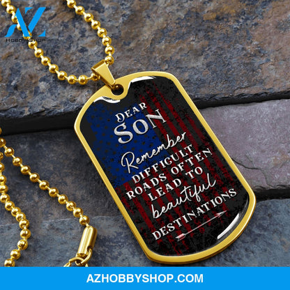 Dear Son - Graphical Dog Tag & Ball chain (steel)