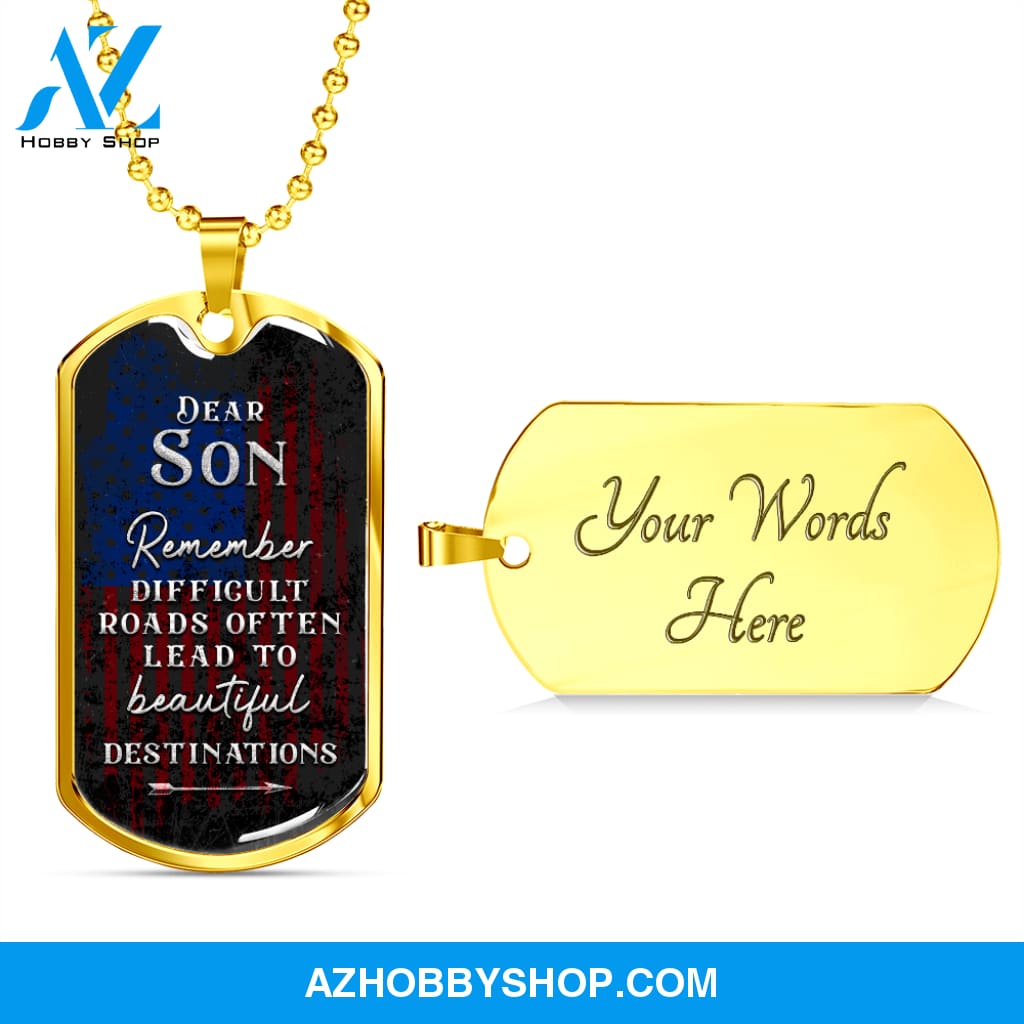 Dear Son - Graphical Dog Tag & Ball chain (steel)