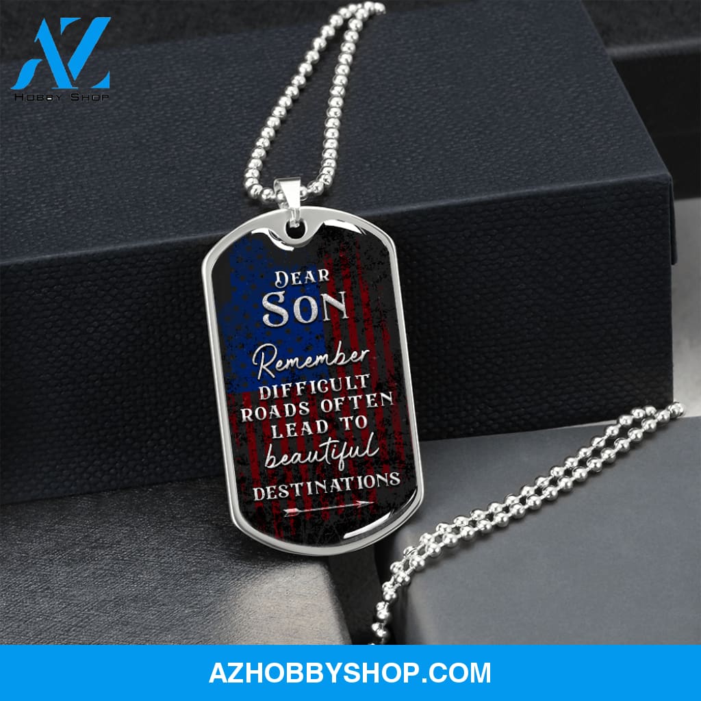 Dear Son - Graphical Dog Tag & Ball chain (steel)
