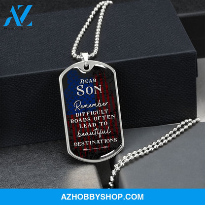 Dear Son - Graphical Dog Tag & Ball chain (steel)