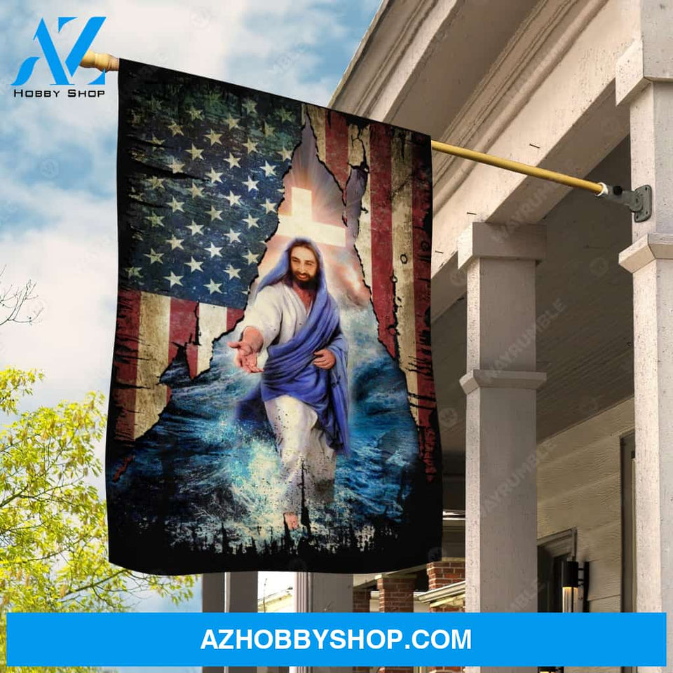Deep ocean painting, Jesus calls, Walking with Jesus, US flag - Jesus Flag