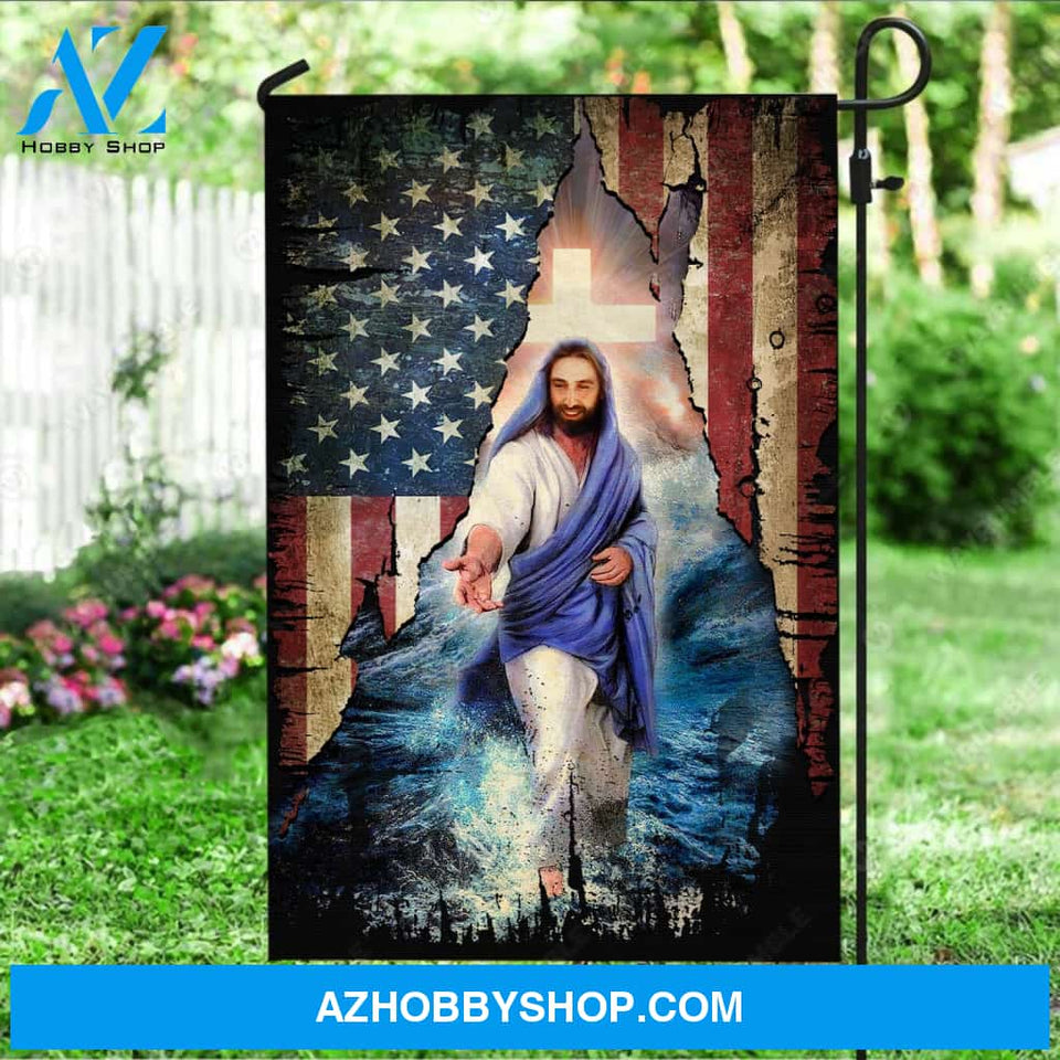 Deep ocean painting, Jesus calls, Walking with Jesus, US flag - Jesus Flag
