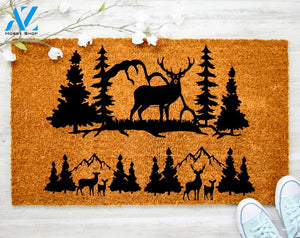 Deer Custom Mountain Tree Doormat Animal Camping Doormat Housewarming Gift Doormat