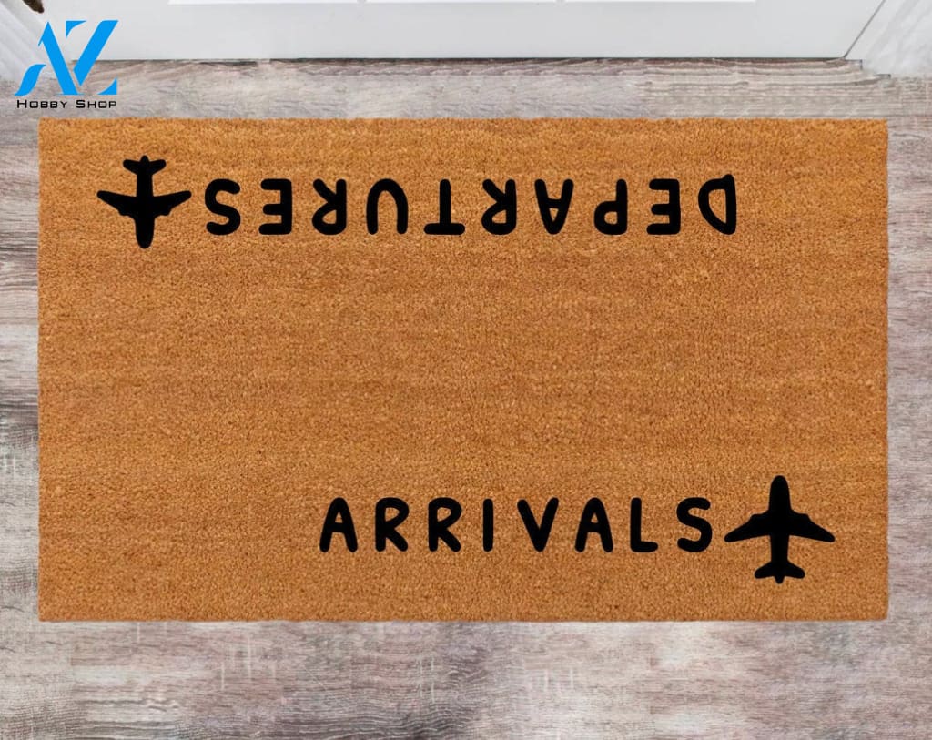 Departures Arrivals Front Door Rug Last Name Rug Monogram Rug Closing Gift Funny Doormat Christmas Doormat