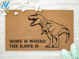 Dinosaur T-Rex Home is Where The Rawr Is Doormat - Funny Doormat - Welcome Mat - Custom Doormat - Door Mat -