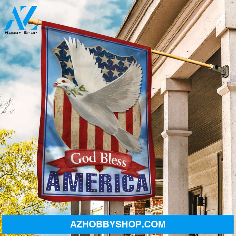 Dove of peace, US flag, Blue sky, God bless America - Jesus Flag