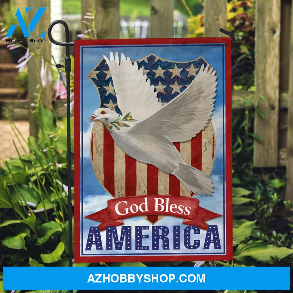 Dove of peace, US flag, Blue sky, God bless America - Jesus Flag