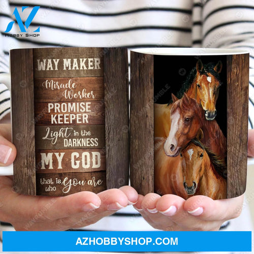 Dream horses, Wooden background, My God that is who you are - Jesus AOP Mug
