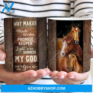 Dream horses, Wooden background, My God that is who you are - Jesus AOP Mug
