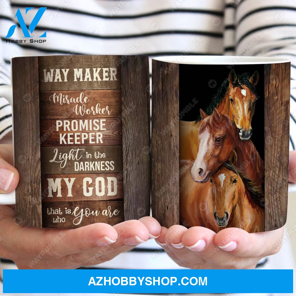 Dream horses, Wooden background, My God that is who you are - Jesus AOP Mug