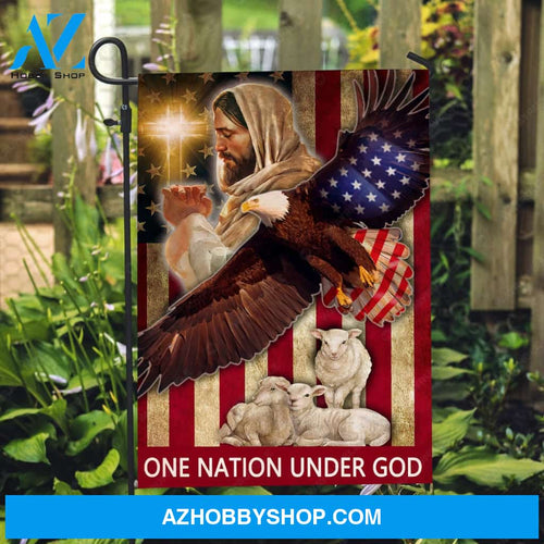 Eagle drawing, White lamb, Pray for healing, One nation under God - Jesus Flag