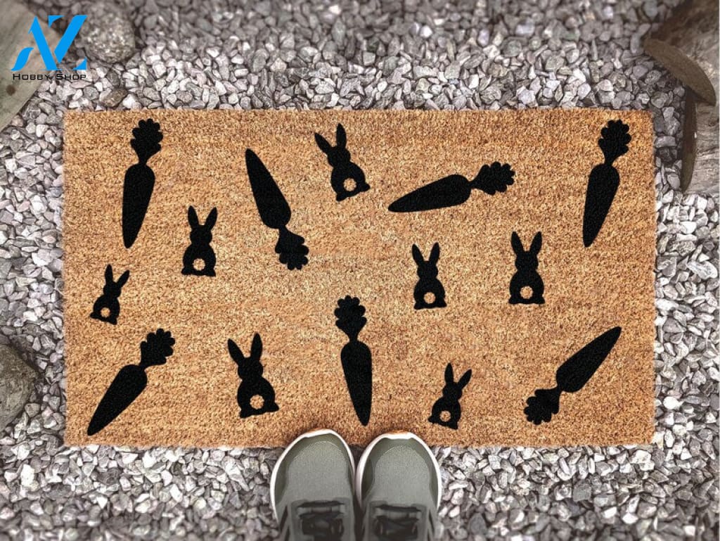 Easter Bunny Doormat - Spring Door Mat - Custom Doormat - Easter Decor - Happy Easter - Easter Doormat - Spring Mat -