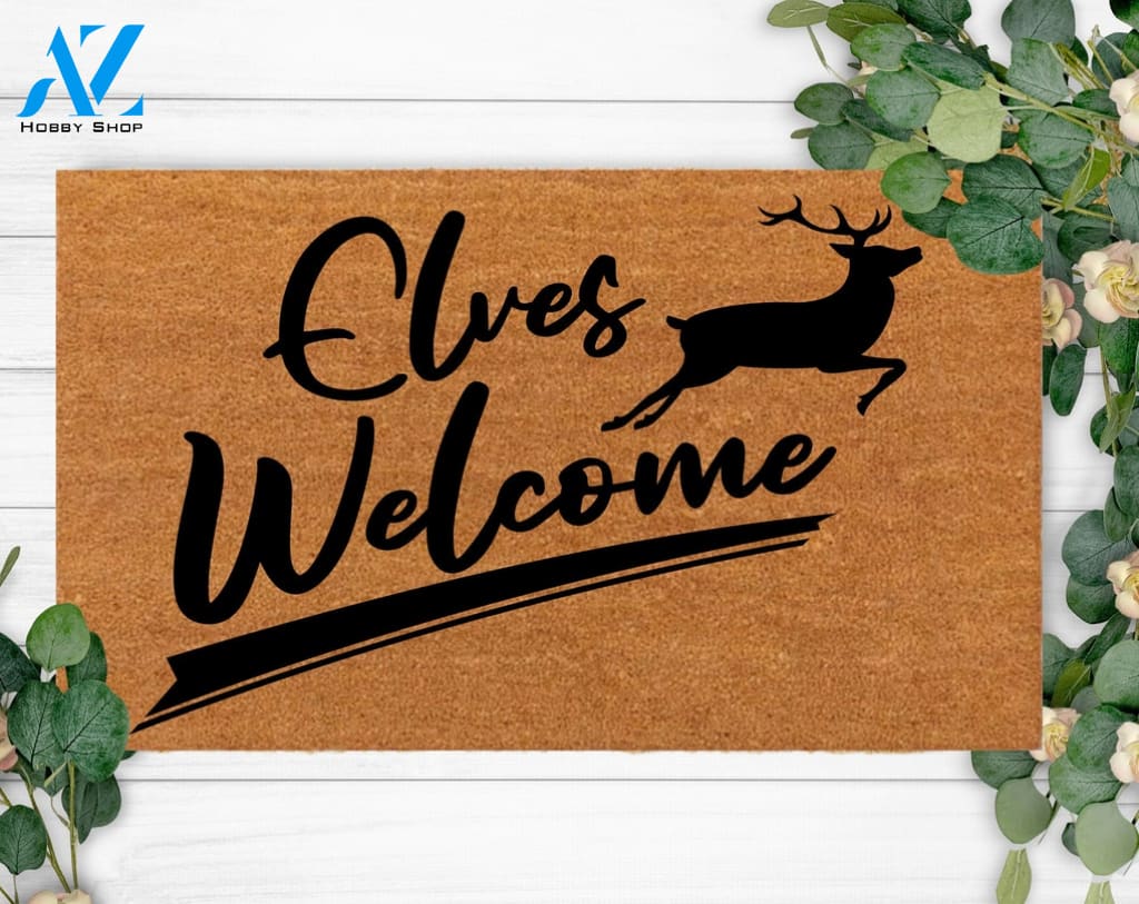 Elves Welcome Custom Pet Rug Cute Front Doormat NewHome Owner Family Name Present For Her & Him