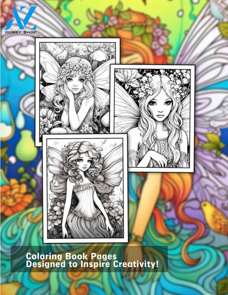 Enchanting Fairy Girls 30 Pages Printable Coloring Book