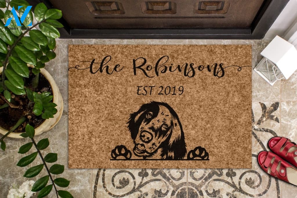 English Setter Personalized Custom Doormat Dog Welcome Mat Housewarming Gift Last Name Door mat