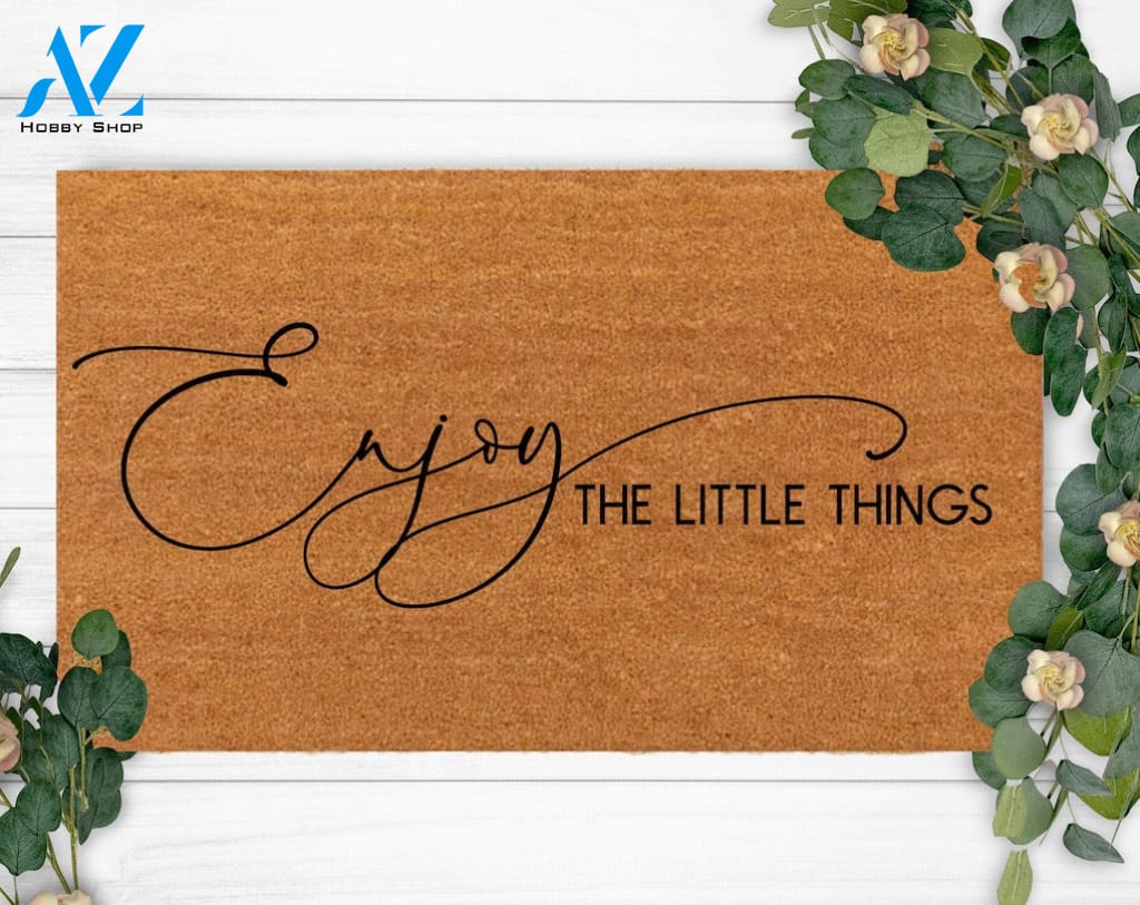 Enjoy The Little Things-Home Doormat-Family Name Doormat-Housewarming Gift-Custom Doormat-Funny Welcome