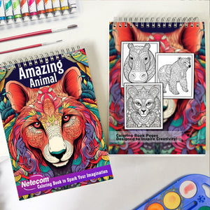 Amazing Animal Spiral Bound Coloring Book: Immerse Yourself in 30 Captivating Coloring Pages, Unveiling the Beauty and Charm of Animals in a Natural Realm