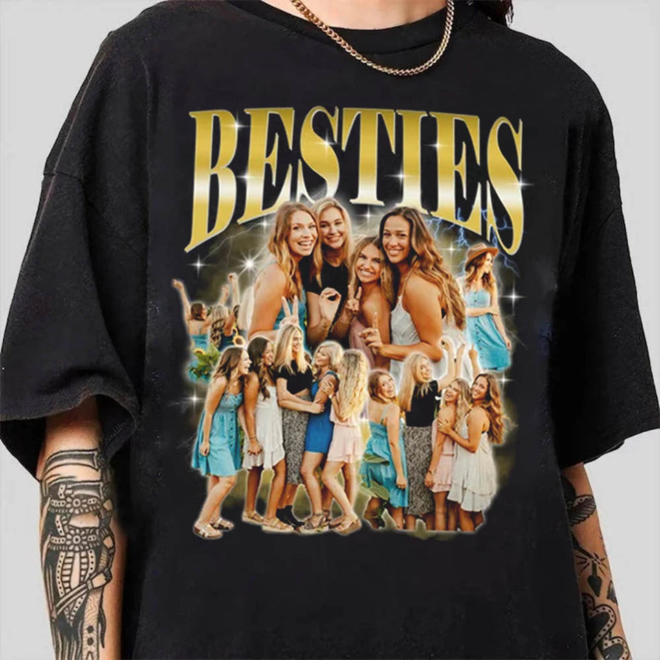 Custom Bestie with Face T-Shirt, Funny Custom Photo Bestie Shirts