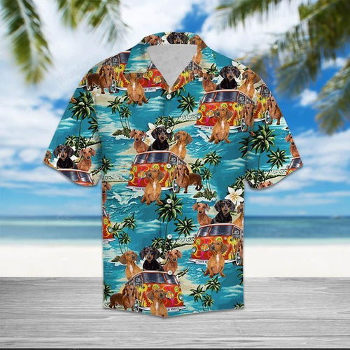 Dachshund Hippie Summer  Blue Unique Design Unisex Hawaiian Shirt For Men And Women Dhc17063876