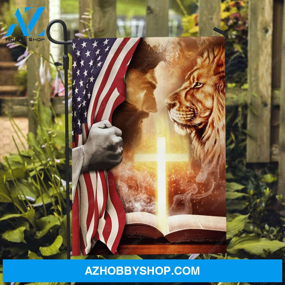 Face to face, Lion of Judah, The life of Jesus, US flag - Jesus Flag