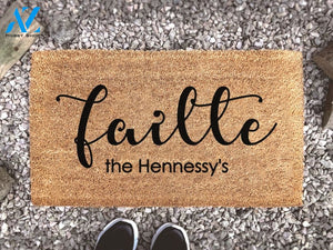 Fáilte Irish Welcome Customizable Doormat - Personalized Family Name - New Home Gift - Realtor Gift - Housewarming Gift