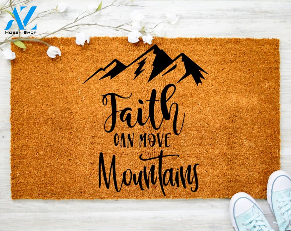 Faith Move and Mountain Doormat Christ Bible Jesus Decorating Doormat Jesus Doormat