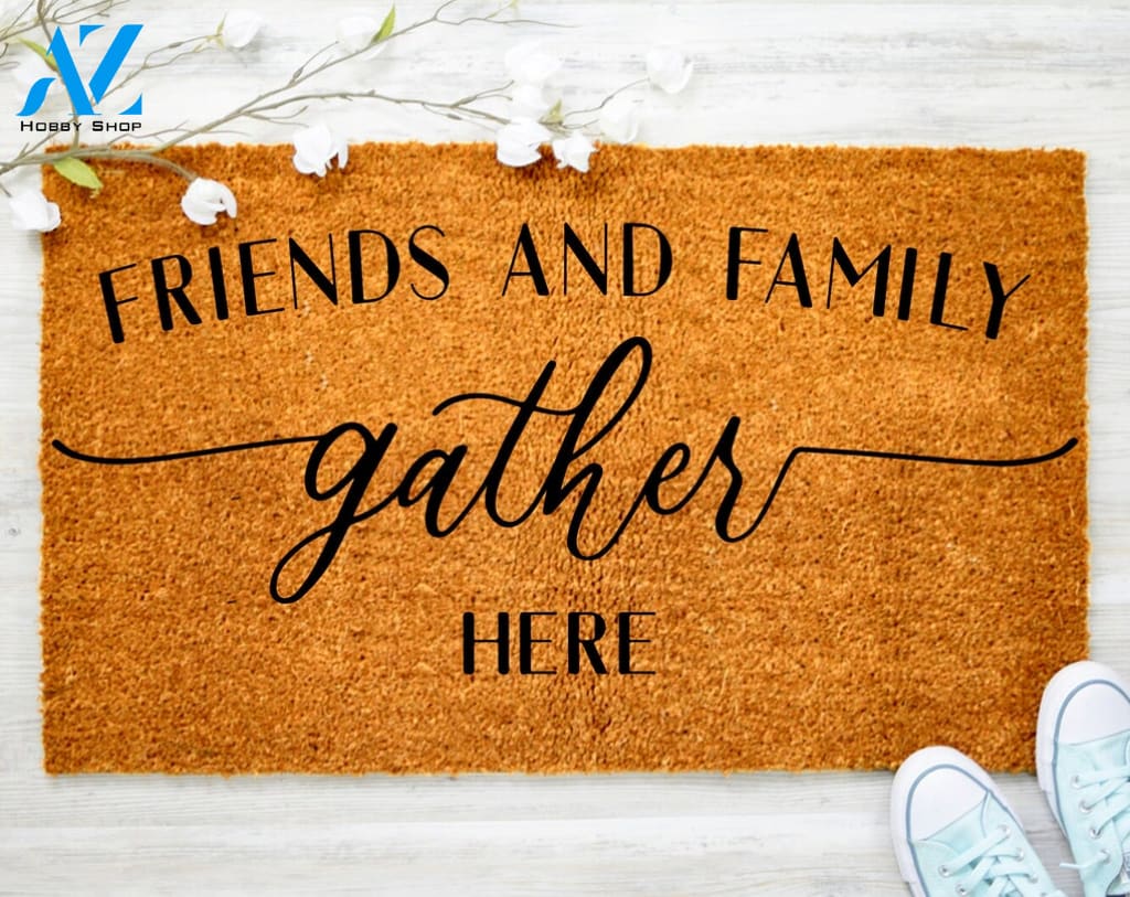 Family and Friends Gather Here Doormat Animal Tree Doormat Decorating Jesus Doormat
