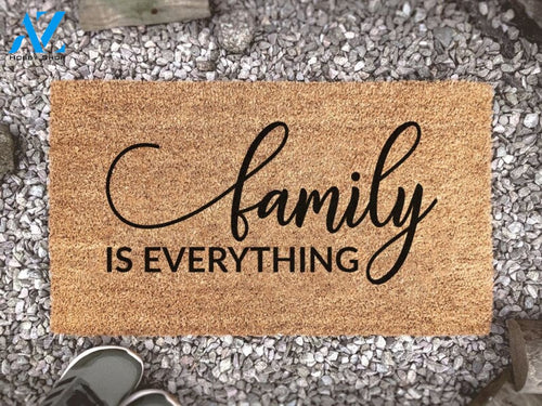 Family Is Everything - Family Doormat - New Home Gift - House Warming Gift - Newly Weds Gift - Custom Coir Doormat