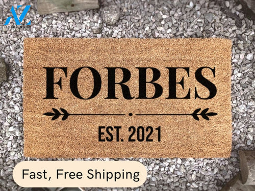 Family Name Personalized Doormat - Custom Doormat - Established Date Door Mat - Home Decor - Housewarming Gift - Wedding