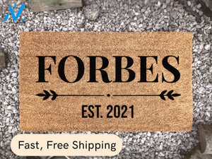 Family Name Personalized Doormat - Custom Doormat - Established Date Door Mat - Home Decor - Housewarming Gift - Wedding