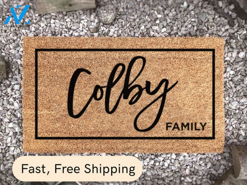 Family Surname Door Mat - Custom Doormat Personalized - Housewarming Doormat - New Home Decor - Closing Gift - New House