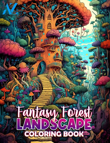 Fantasy Forest Landscape 30 Pages Printable Coloring Book