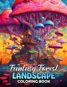 Fantasy Forest Landscape 30 Pages Printable Coloring Book