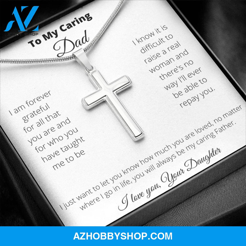 Father - Caring Dad - Stainless Cross Necklace