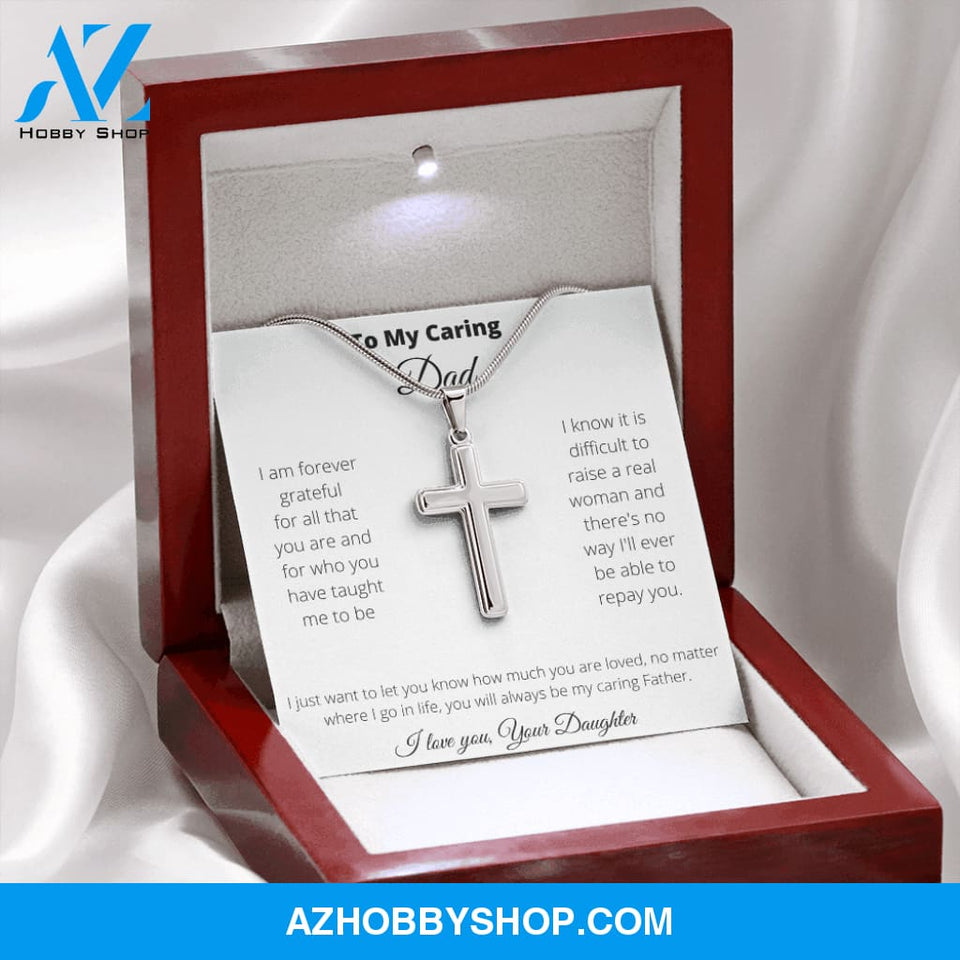 Father - Caring Dad - Stainless Cross Necklace