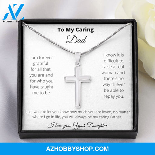 Father - Caring Dad - Stainless Cross Necklace