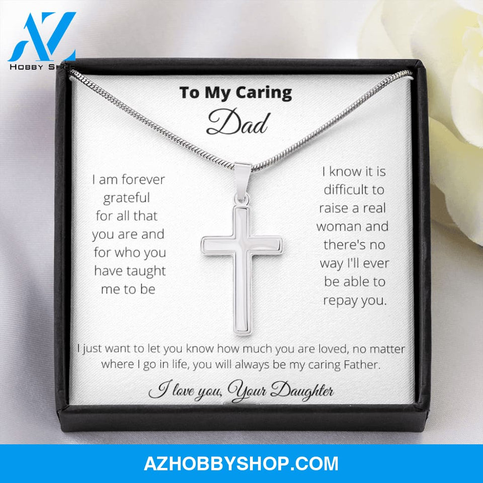 Father - Caring Dad - Stainless Cross Necklace