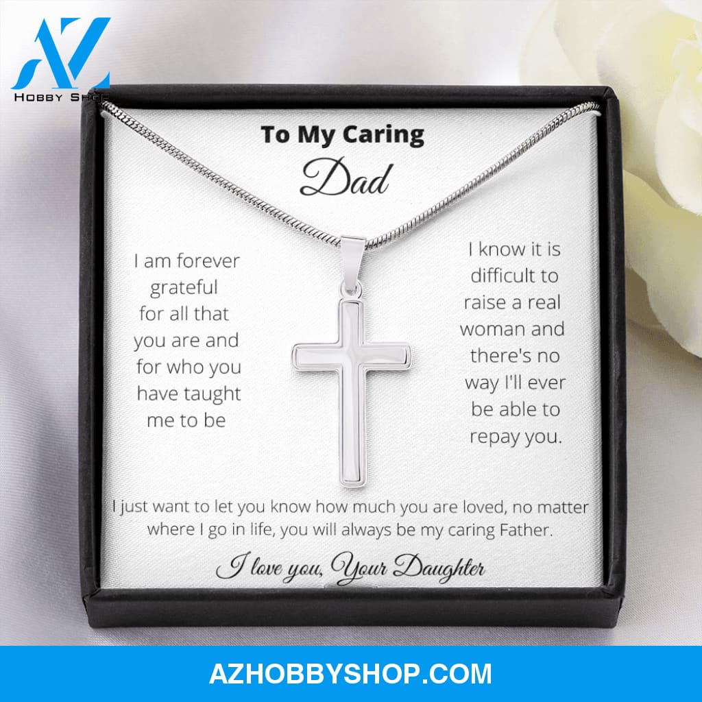 Father - Caring Dad - Stainless Cross Necklace