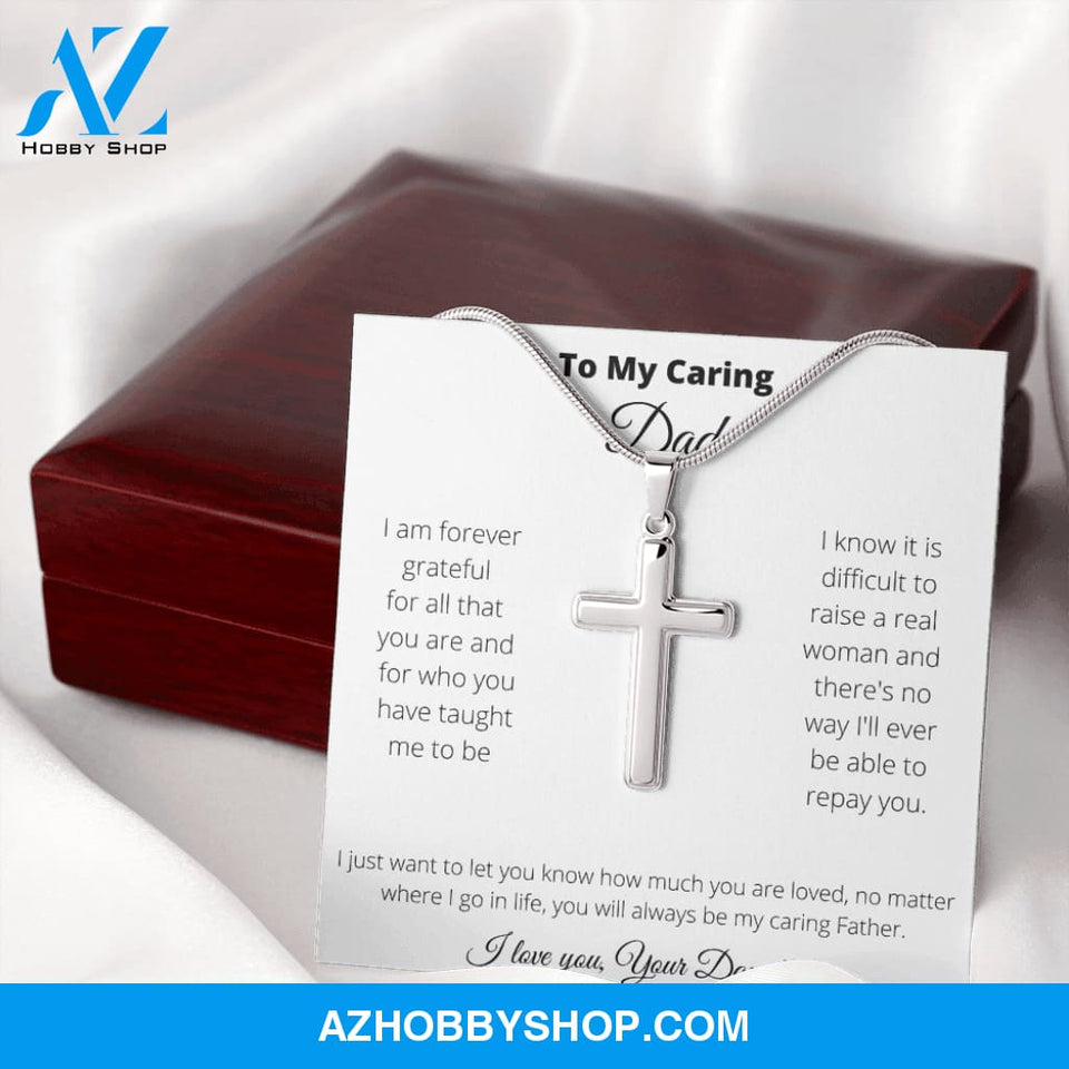 Father - Caring Dad - Stainless Cross Necklace