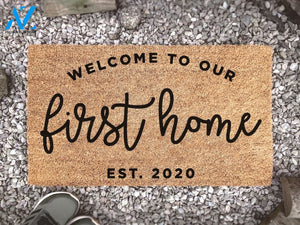First Home Doormat - Personalized Family Mat - Custom Coir Doormat - Housewarming Gift - Realtor Gift