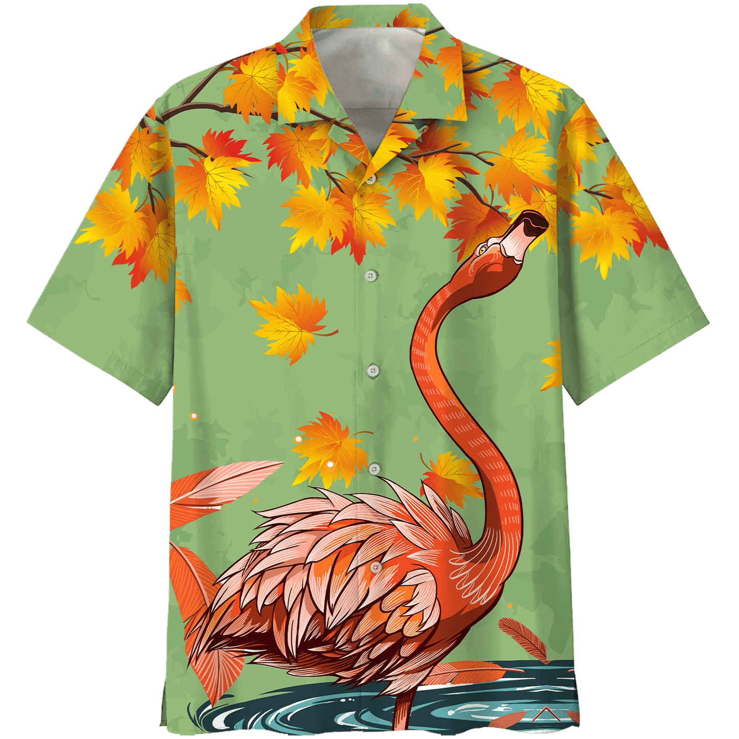 Flamingo Autumn Print Short Sleeve 