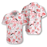 Flamingo Hawaiian V Graphic Print Short Sleeve Hawaiian Shirt