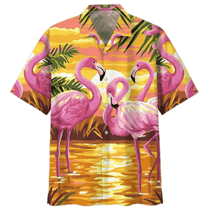 Flamingo In Sunset Print Short Sleeve 