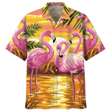 Flamingo In Sunset Print Short Sleeve 